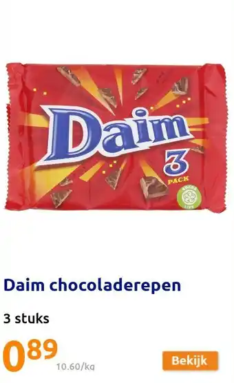 Action Daim chocoladerepen 3 stuks aanbieding