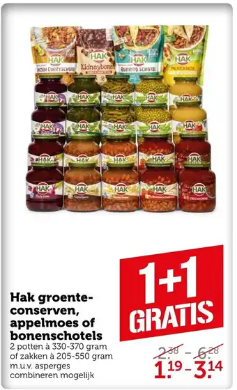 Coop Hak groenteconserven, appelmoes of bonenschotels aanbieding