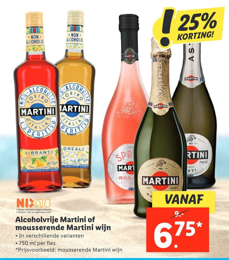 Alcoholvrije Martini of mousserende Martini wijn aanbieding bij Lidl