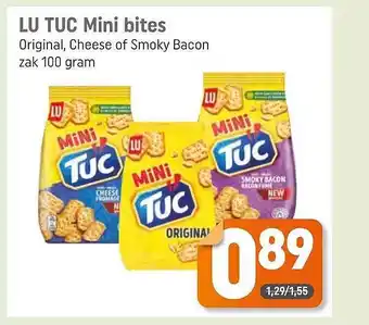 Dagwinkel Lu Tuc Mini Bites Original, Cheese Of Smoky Bacon aanbieding