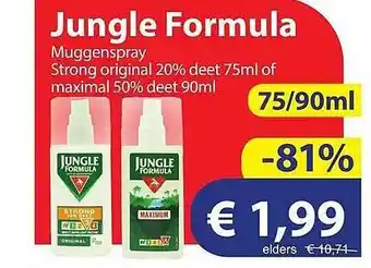 Die Grenze Jungle Formula Muggenspray Strong Original 20% Deet 75ml Of Maximal 50% Deet 90ml aanbieding