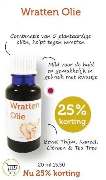 De Rode Pilaren Wratten Olie aanbieding