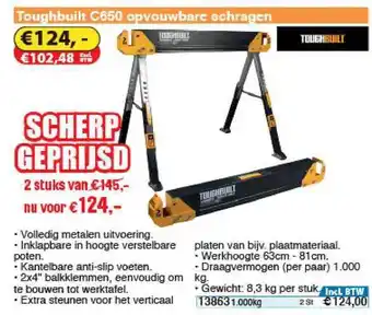 Toolstation Toughbuilt C650 Opvouwbare Schragen aanbieding