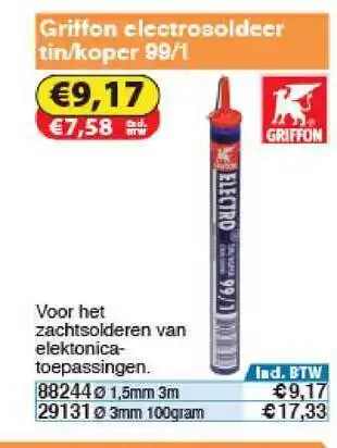 Toolstation Griffon Electrosoldeer Tin Koper 99 1 aanbieding