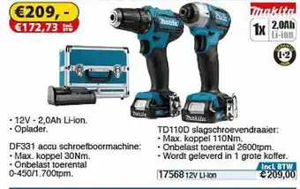 Toolstation Makita DF331 Accu Schroefboomachine Of TD110D Slagschroevendraaier aanbieding