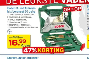 Kluswijs Bosch X-Line titanium bit-/borenset 50 delig aanbieding