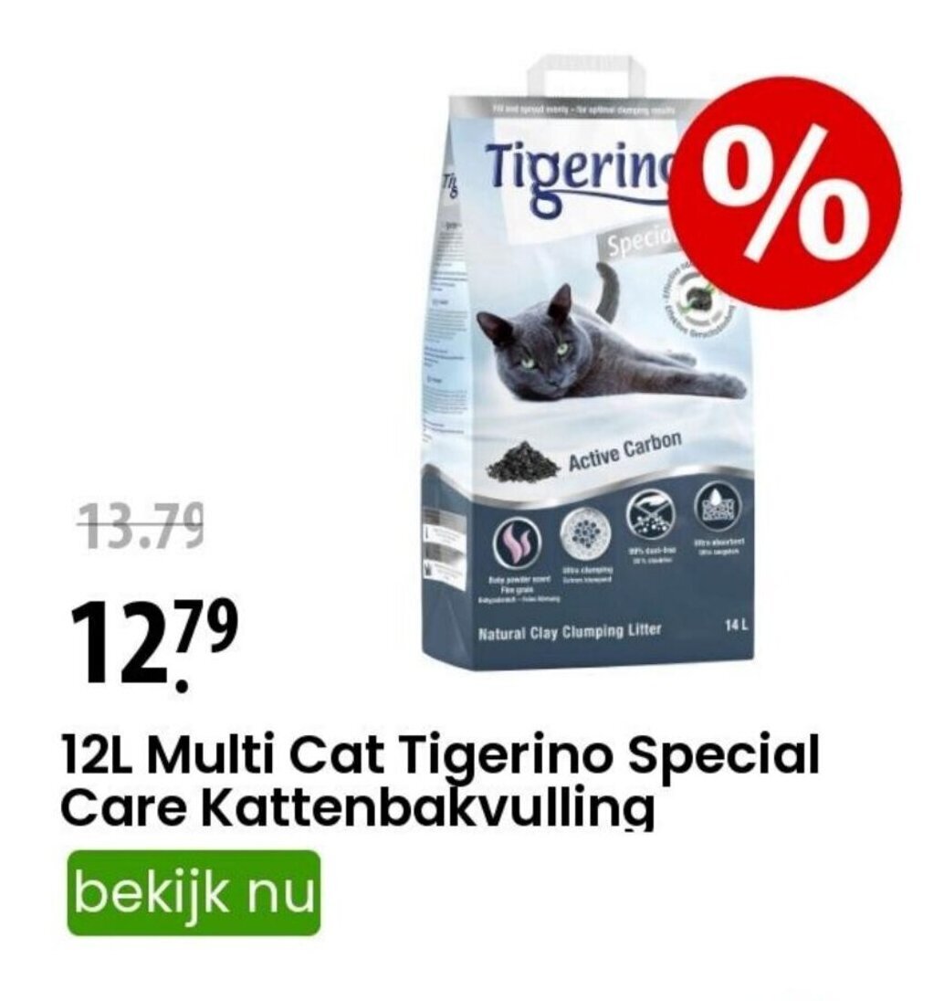 12L Multi Cat Tigerino Special Care Kattenbakvulling aanbieding bij Zooplus