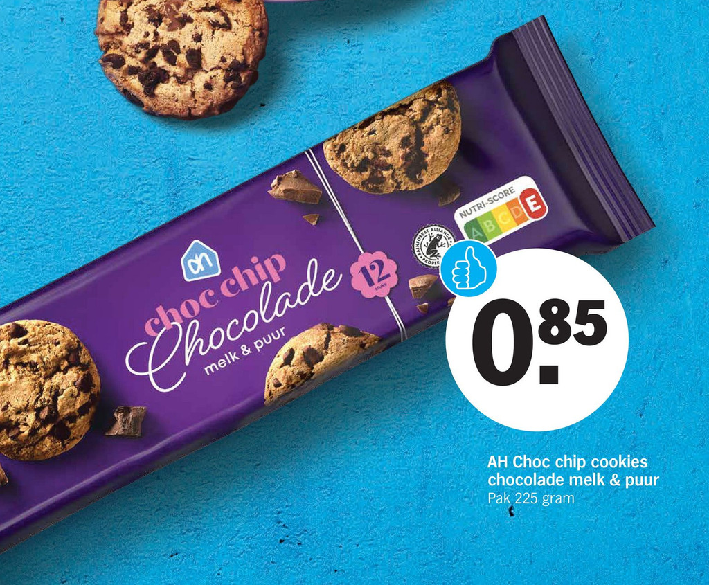 AH Choc chip cookies chocolade melk & puur aanbieding bij Albert Heijn