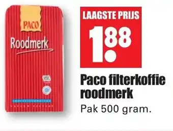 Dirk Paco filterkoffie roodmerk 500 gram aanbieding