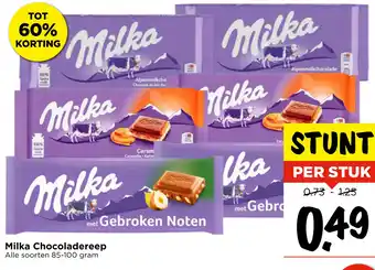 Vomar Voordeelmarkt Milka Chocoladereep aanbieding