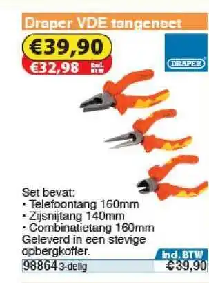 Toolstation Draper Vde Tangenset aanbieding