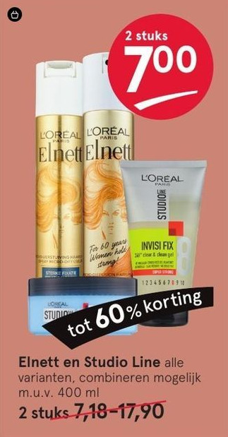 Etos Elnett en Studio Line aanbieding