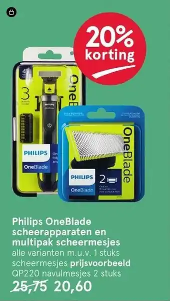 Etos Philips OneBlade scheerapparaten en multipak scheermesjes aanbieding