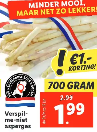 Lidl Verspil- me-niet asperges aanbieding