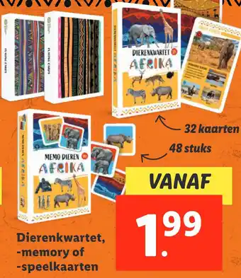 Lidl Dierenkwartet, -memory of -speelkaarten aanbieding