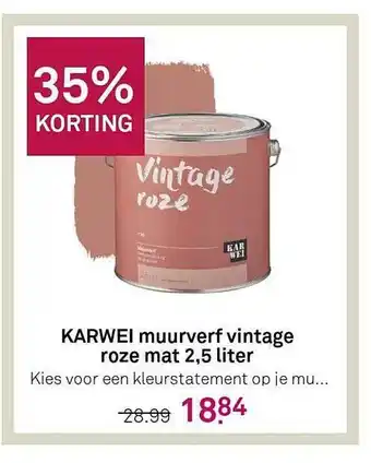 Karwei Karwei Muurverf Vintage Roze Mat 2,5 Liter 35% Korting aanbieding