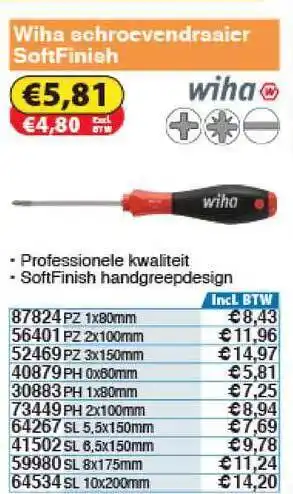 Toolstation Wiha Schroevendraaier Softfinish aanbieding