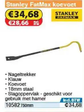 Toolstation Stanley Fatmax Koevoet 750mm aanbieding