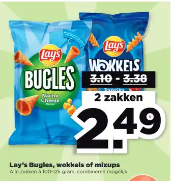 PLUS Lay's Bugles, wokkels of mixups aanbieding