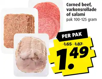 Boni Corned beef, varkensrollade of salami aanbieding