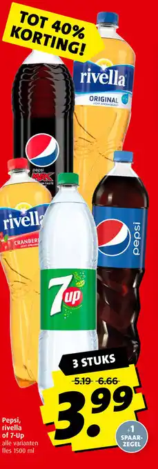 Boni Pepsi, rivella of 7-Up 1500 ml aanbieding