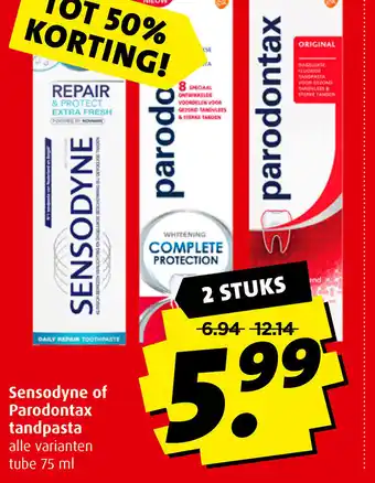 Boni Sensodyne of Parodontax tandpasta 75 ml aanbieding