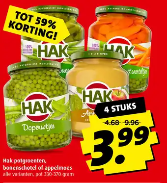 Boni Hak potgroenten, bonenschotel appelmoes 330/370 gram aanbieding