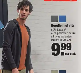 ALDI Hoodie met rits M-XXL aanbieding