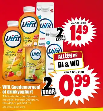 Dirk Vifit Goedemorgen! of drinkyoghurt 2 st aanbieding