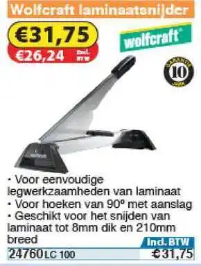 Toolstation Wolfcraft Laminaatsnijder aanbieding