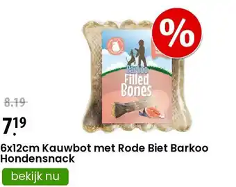 Zooplus 6x12cm Kauwbot met Rode Biet Barkoo Hondensnack aanbieding