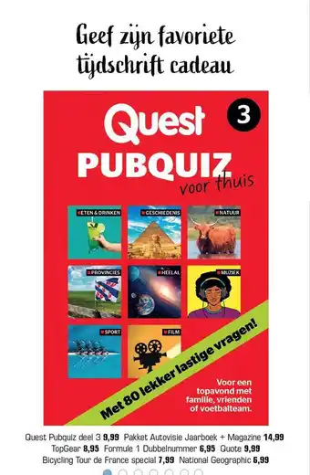 Primera Quest Pubquiz Deel 3, Pakket Autovisie Jaarboek + Magazine, TopGear, Formile 1 Dubbelnummer, Quote, Bicycling Tour De France aanbieding