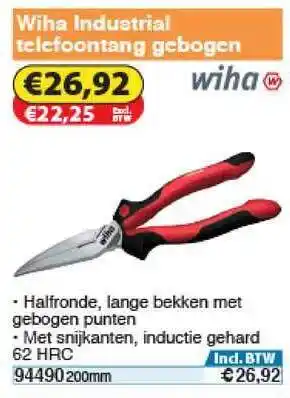 Toolstation Wiha Industrial Telefoontang Gebogen 200mm aanbieding