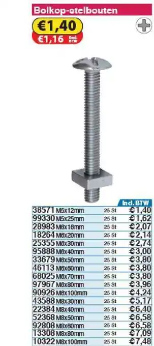 Toolstation Bolkop Stelbouten aanbieding