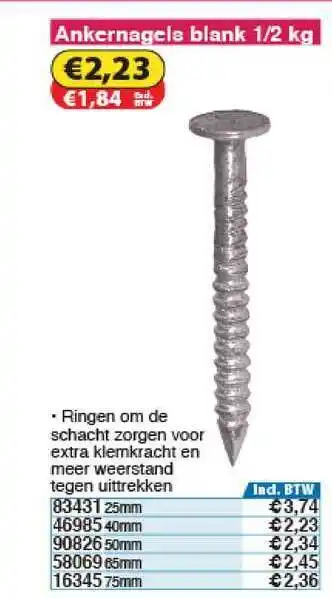 Toolstation Ankernagels Blank 1 2 Kg aanbieding