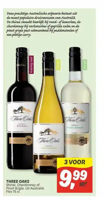 Dekamarkt Three Oaks Shiraz, Chardonnay Of Pinot Grigio aanbieding