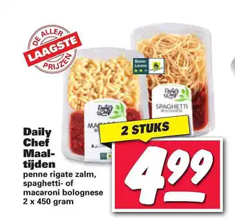 Nettorama Daily Chef Maaltijden Penne Rigate Zalm, Spaghetti- Of Macaroni Bolognese aanbieding