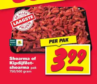 Nettorama Shoarma of Kipdijfilet-shoarma pak 750/500 gram aanbieding