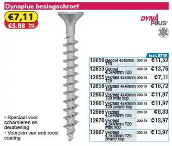 Toolstation Dynaplus Beslagschroef aanbieding