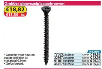 Toolstation Grabber Gipsvezelplaatschroeven aanbieding