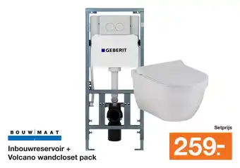 BOUWMAAT Geberit Inbouwreservoir + Volcano wandcloset pack aanbieding