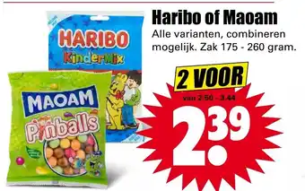 Dirk Haribo of Maoam 2*175/260g aanbieding