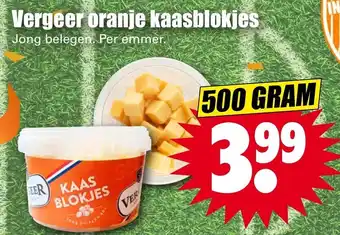 Dirk Vergeer oranje kaasblokjes 500g aanbieding