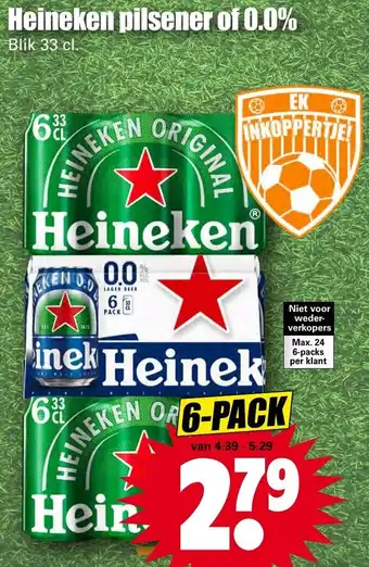 Dirk Heineken pilsener of  0.0% 6*330ml aanbieding