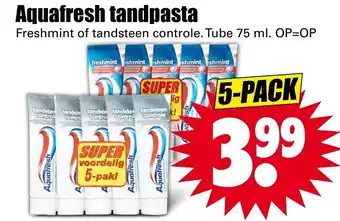 Dirk Aquafresh tandpasta 5*75ml aanbieding