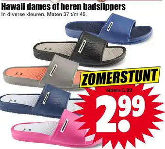 Dirk Hawaii dames of heren badslippers 37-45 aanbieding