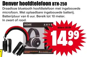 Dirk Denver Hoofdtelefoon BTH-250 aanbieding