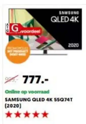 MediaMarkt SAMSUNG QLED 4K TV | QE55Q74T (2020) aanbieding