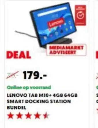 MediaMarkt Lenovo TAB M10+ 4GB 64GB Smart Docking Station Bundel aanbieding