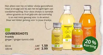 Natuurwinkel Gembershots Frankly 20% Korting aanbieding